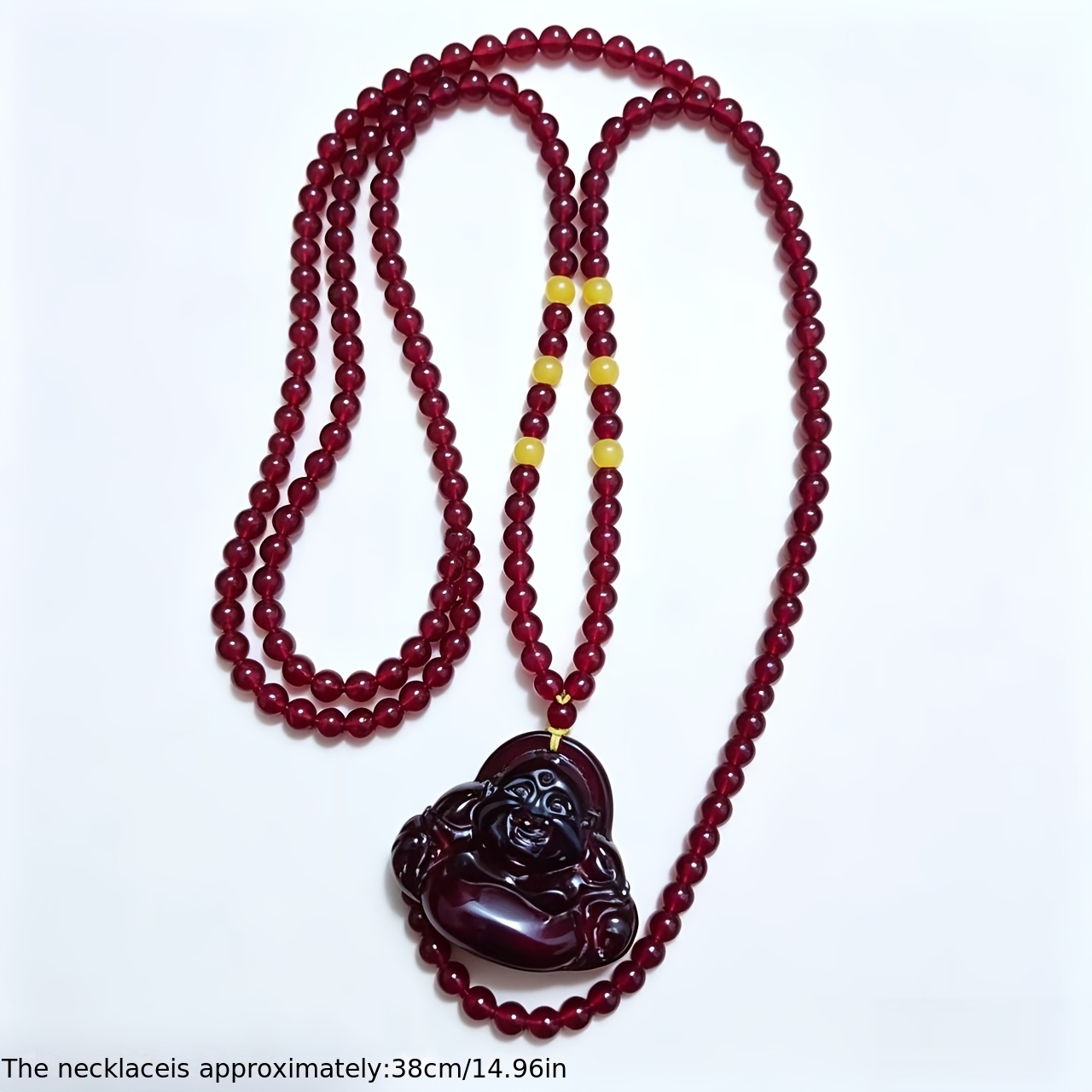 High-Value Blood Pool Amber Maitreya Pendant Necklace